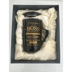 Boss gift coffee mug set with lid New with Box Christmas gift holiday office